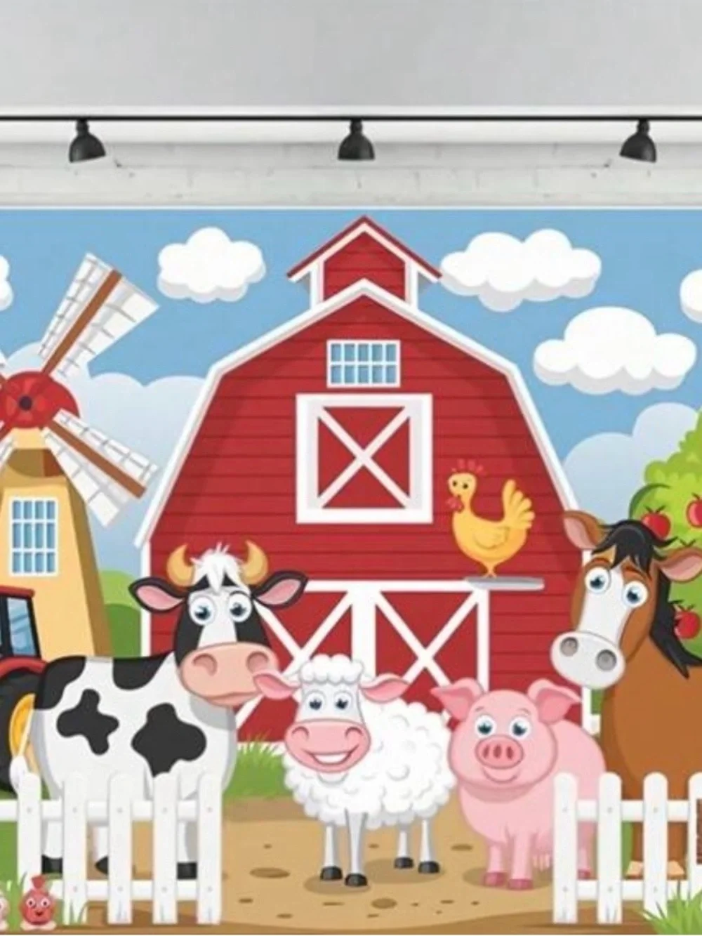 Farmyard Mural Wall Decor - Red Barn Scene
